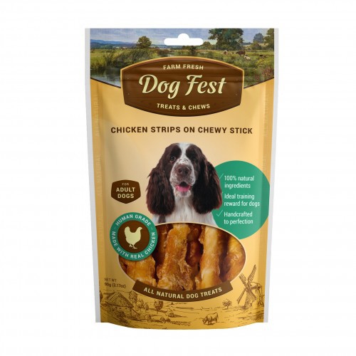 [79711199] Dog Fest Chicken Strips On A Chewy Stick For Adult Dogs - 90g (3.17oz)Weight: 90g 