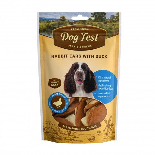 [79711847] Dog Fest Rabbit Ears With Duck For Adult Dogs - 90g (3.17oz)Weight: 90g 