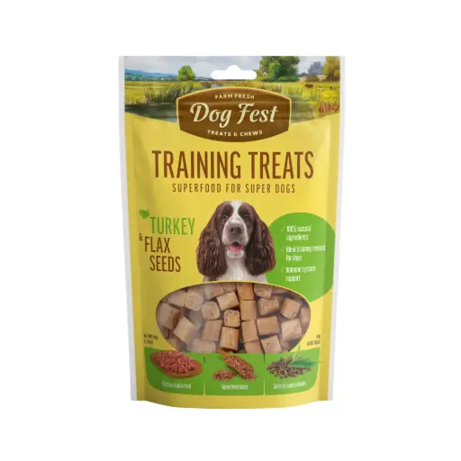[79711922] Dog Fest Training Treats Turkey & Flax Seeds Treat Pouch 90g