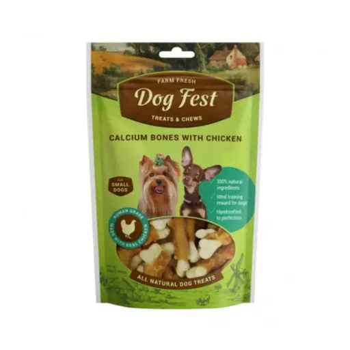 [79711861] Dog Fest Calcium Bones With Chicken For Mini-Dogs Treat Pouch 55g