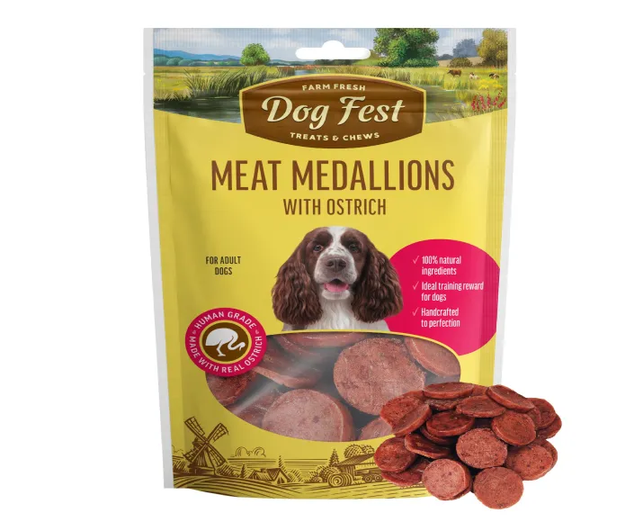 [79208979] Dog Fest Medallions With Ostrich For Adult DogsWeight: 90g 