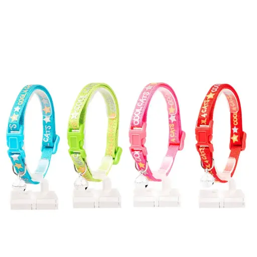 [LR11168] DuvoCatCollarNylonMixedColors20x30cm/10mmCoolCats-1pc