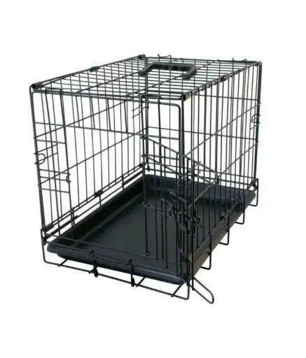 [LR780-381] DuvoDogCrate2doorsPlasticTrayBlackDimension:62x44x50cm