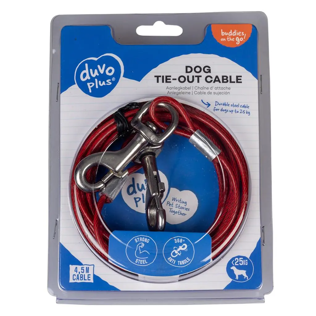 [LR1717075] Duvo Dog Tie out Cable Lightweight Red 4.5mLength: 4.5m
