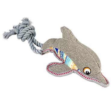[LR13977] Duvo+ Canvas Dolphin with Rope 46x14x11cm, Grey 