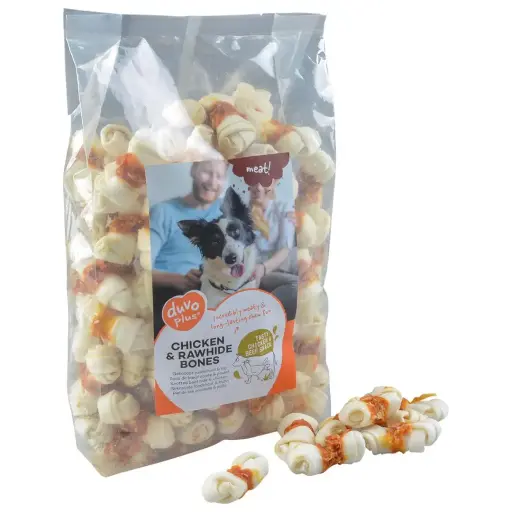 [LR11996] Duvo+ Chicken & Rawhide Small Bones Treat Pouch 1000g, 86 Count