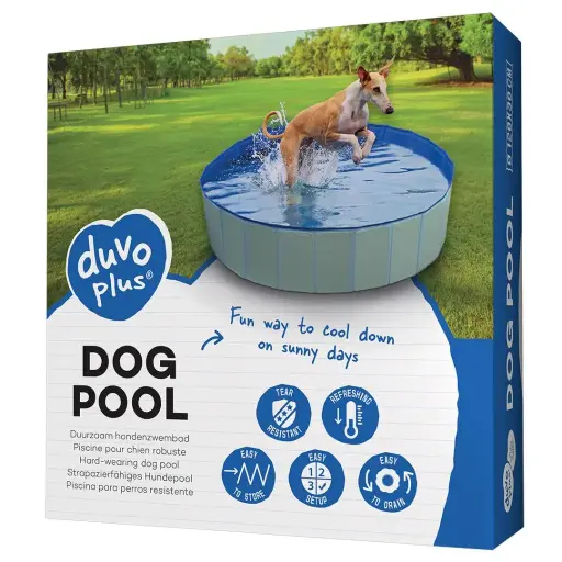 [LR11761] Duvo+ Foldable Dog Pool - Blue (120x30cm) - Durable & Portable Summer Fun