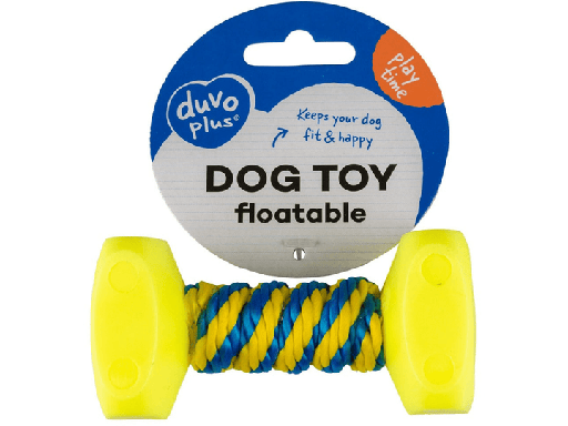 [LR11147] Duvo+DogToyDumbbellwithRope14x7cmBlue/YellowDimension:14x7cm