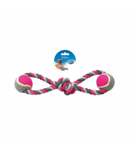 [LR4705048] Duvo+KnottedCotton8-PullRing&2TennisBalls38cmGrey/Pink