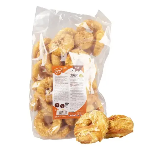[LR12648] Duvo+ Meat! Chicken & Rawhide Bagels Treat Bag 2.5kg, Small, 6-8cm