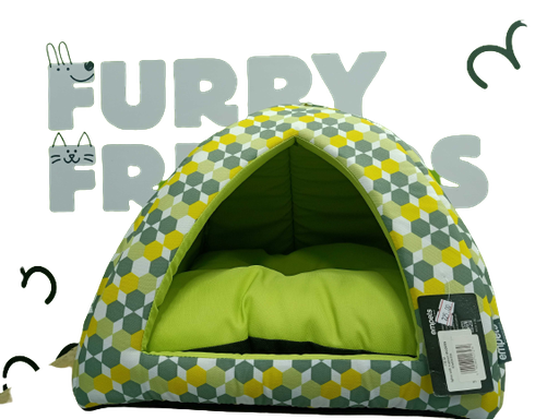 [EMI02M-110M] Empets Igloo House With Cushion ModernDimension: 43X43X35cm, Pattern/Texture: Printed Green