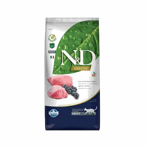 [8010276020208] Farmina N&D Lamb & Blueberry Adult Dry Cat Food Bag 1500g