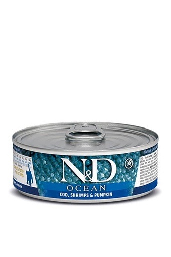 [8606014102918] Farmina N&D Wet Ocean Cat Tuna Cod Shrimp & Pumpkin Kitten 80g