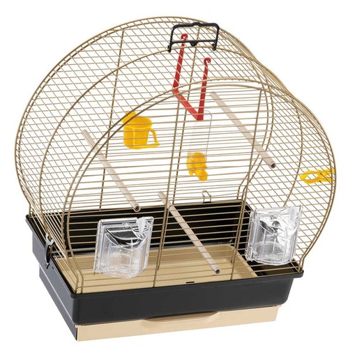 [52005502] Ferplast Canary and Small Exotic Bird Cage Luna 2 Antique Brass - 44.5 x 25 x h 45.5 cm
