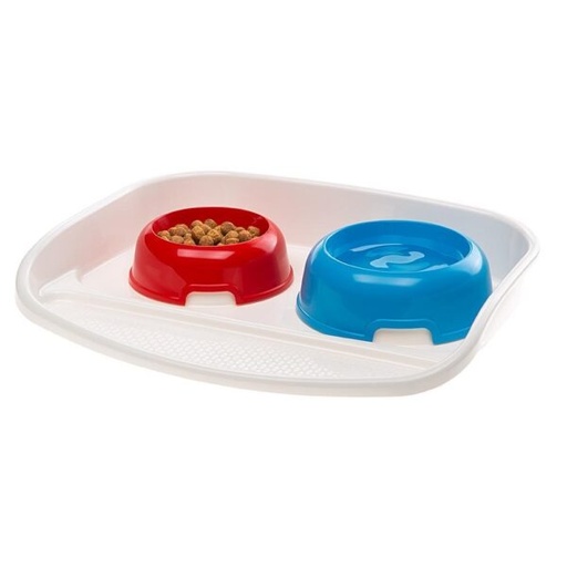 [71920021] Ferplast Maxi Lindo Plastic Bowls With Tray - 53 x 39 x h 8 cm - 1L