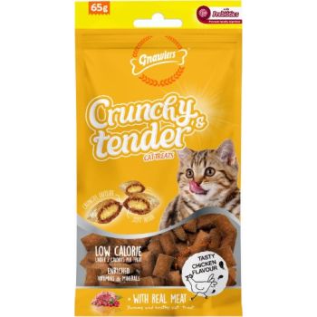[GN12053] Gnawlers Crunchy & Tender Cat Treats 65g - Chicken Flavour 