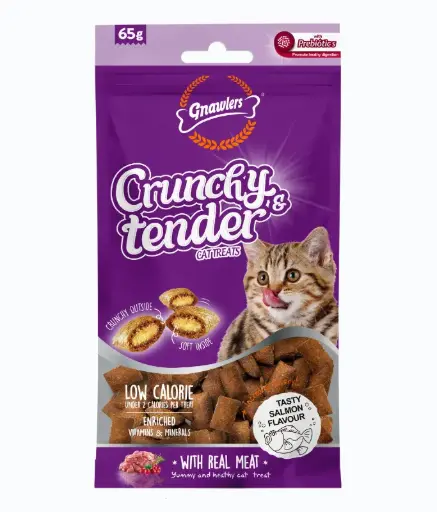 [GN12046] Gnawlers Crunchy & Tender Salmon Flavour Cat Treats Bag 65g