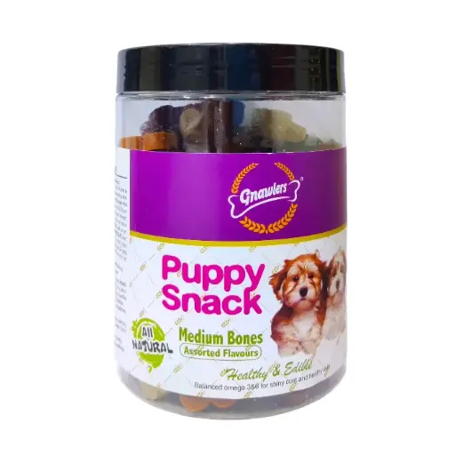 [GN05758] Gnawlers Puppy Snack-Medium Bone Assorted Flavours  250g 