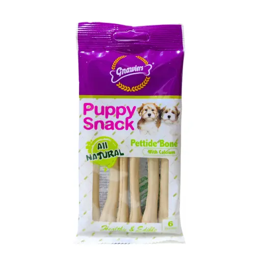 [GN01170] Gnawlers Puppy Snack-Pettide Bone With Calcium 6pcs/pack  40g 