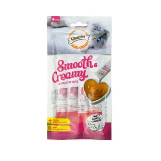 [GN11360] Gnawlers Smooth & Creamy Lickable Bonito Flavour Cat Treats Pouch 4pcs X 15g