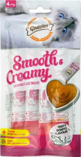 [GN11360] Gnawlers Smooth & Creamy Lickable Bonito Flavour Cat Treats Pouch 4pcs X 15g