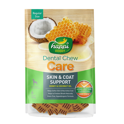 [H332] Happi Doggy Dental Chew Care-Skin & Coat Support-4 