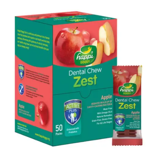 [H132] Happi Doggy Dental Chew Zest-Apple-4 (Display Box-50pcs)