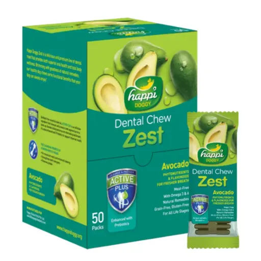 [H162] Happi Doggy Dental Chew Zest-Avocado-4 (Display Box-50pcs)