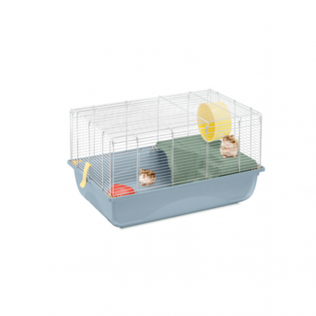 [IM07008R] IMAC CRICETI 60 - 2nd Life Plastic Hamster Cage For Compact Small Pet Habitat - ZINC/AVIO BLUE Size : 60.5 x 40.5 x 33cm
