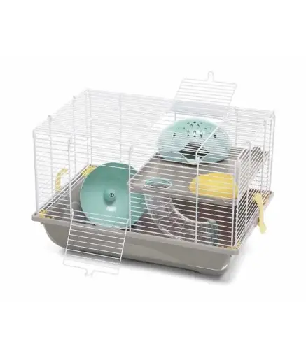 [IM06411] IMAC CRICETI Hamsters Cage - Compact Small Pet Habitat - White/Grey | Size : 45 x 30.5 x 29cm