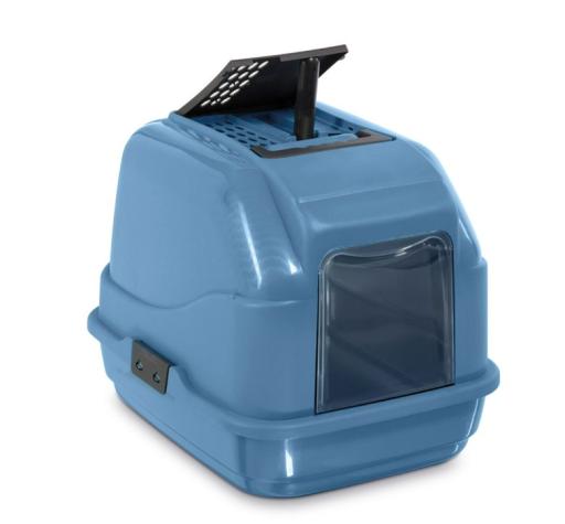 [IM84094R] IMAC Easy Cat Hooded Litter Box –  Enclosed Toilet, Made from Eco-Friendly Second Life Plastic, Sustainable Cat Care (Blue) (Size: 50 x 40 x 40cm)