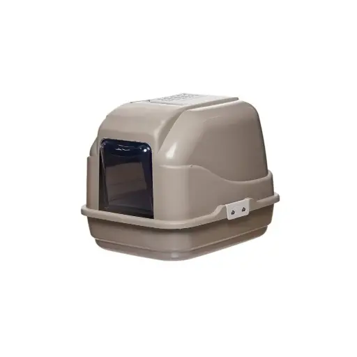 [IM84080] IMACEasyCatHoodedLitterBox–EnclosedToilet,MadefromEco-FriendlySecondLifePlastic,SustainableCatCare(Grey)(Size:50x40x40cm)