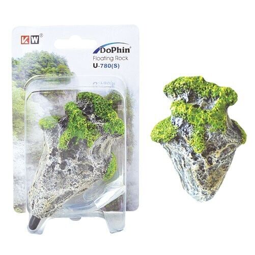 [U-780S] KW Zone Dophin Floating Rock Aquarium Decoration, 6x4x8cm (S)