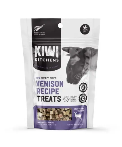 [645001] Kiwi Kitchens Raw Freeze Dried Venison Recipe Cat Treats Bag 30g