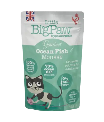 [5060251321472] Little Big Paw Gourmet Fish Mousse Wet Cat Food Pouch 85g