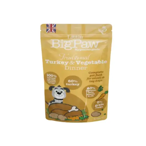 [5060251321403] Little Big Paw Traditional Turkey & Vegetable Dinner Wet Food Tray 150g