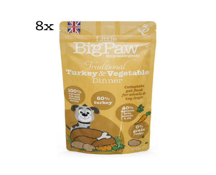 [5060251321403] Little BigPaw Traditional Turkey & Vegetable Dinner Wet Dog Food (150G-NA)  