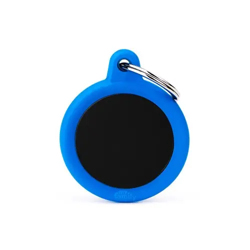 [HTA04BLUEMP] MY FAMILY CERCHIO ALLUMINIO NERO GOMMA BLU HUSHTAG 