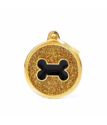 [GL05GOLD] MY FAMILY CERCHIO GRANDE OSSO NERO GLITTER ORO