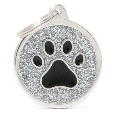 [GL06GREY] MY FAMILY CERCHIO GRANDE ZAMPA NERA GLITTER GRIGIO