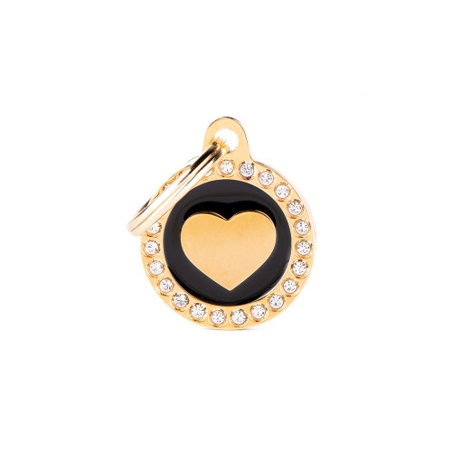 [BH30GM03G] MY FAMILY CERCHIO PICCOLO NERO CUORE GLAM GOLD