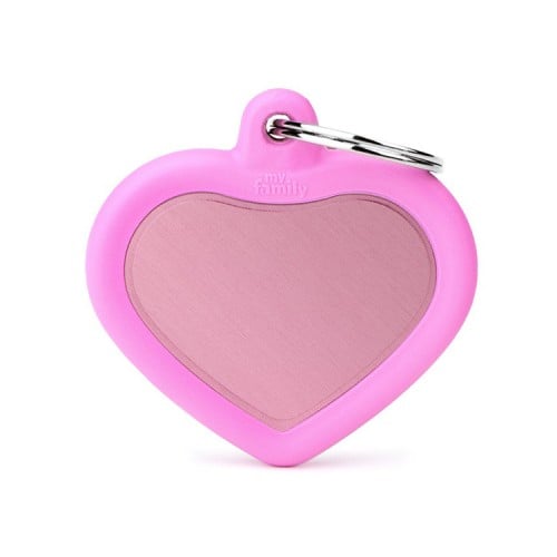 [HTA02PINK] MY FAMILY CUORE ALLUMINIO ROSA GOMMA ROSA