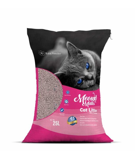 [6973373204518] Meow Mates Bentonite Cat Litter - Baby Powder Scent 25L-20kg 