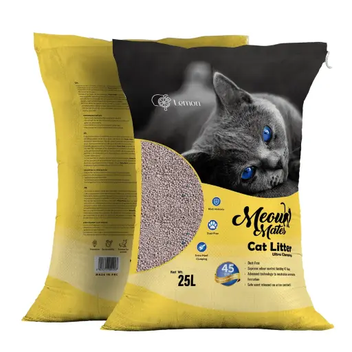 [6973373204488] Meow Mates Bentonite Cat Litter - Lemon Scent 25L-20kg 