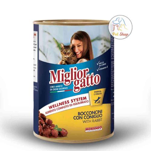 [8007520012225] Miglior Chunks Rabbit Wet Cat Food Can 405g