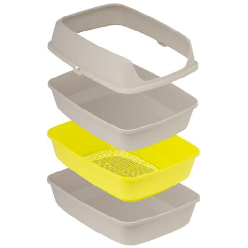 [MOD-AA72-0330-00] Moderna Lift to Sift -Open Cat Litter Box (Grey+Lemon)Sizes: XL