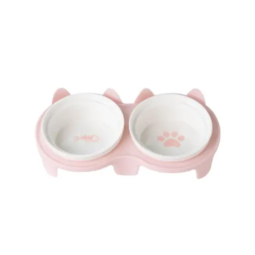 [PB13438] PETBROO PAWS DOUBLE CERAMIC BOWL 27.8*14.7*9.5CM PB13438