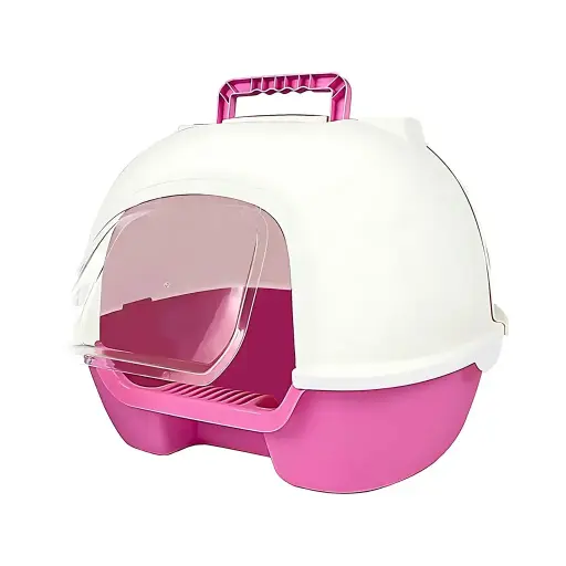 [PD-85375] Pado Enclosed Cat Litter Box 50*41*39 cm-Pink