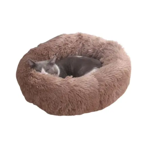 [2020111401594] Pado Pet Fluffy Donut Cushion - BrownSizes: L, Dimension: 60 x 20cm