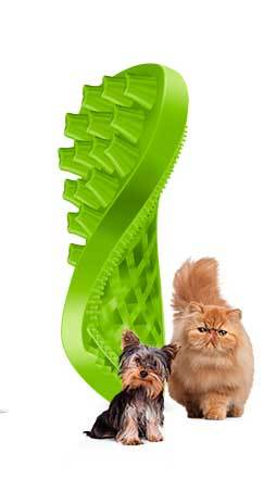 [C100120] Pet+Me Soft Silicone Brush for Small Dog/Longhair Cat (Green)